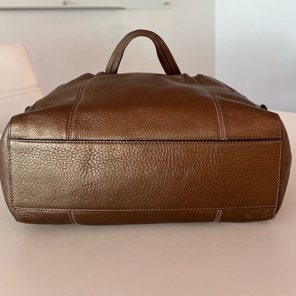 LIKE NEW Coach Madison Clair Metallic Bronze Pebbled Leather Satchel Bag 👜 - Picture 11 of 15